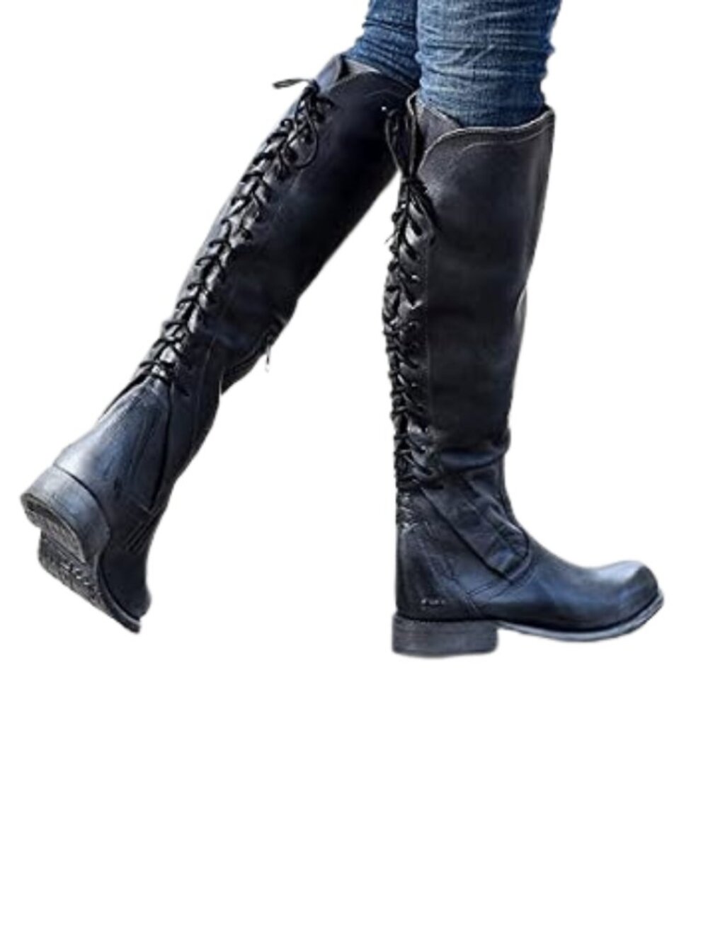 Brand New still in the box! Leather Bed Stu Surrey Tall Corset Boots (Black)